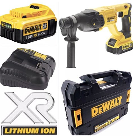 DEWALT 18v Cordless BRUSHLESS SDS Drill XR 2.8KG Complete KIT Including Rapid 30 Minute Charger + Powerfull 4.0AH Battery with T Stack CASE