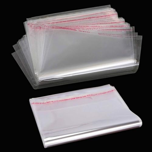 [120 unidades] 15.5 x 24cm y 21.5 x 33cm Combinación A4 A5 Sellado Transparente Bolsas autoadhesivas OPP Bolsas de celofán Bolsa de plástico duraderas pan galleta caramelo Navidad decoración Bolso
