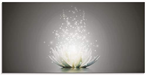 ARTland Wanddeko Glasbilder Wandbild Glas Bild einteilig 60x30 cm Querformat Blumen Lotusblume Blüte Natur Seerose Abstrakt Kunst S7FD