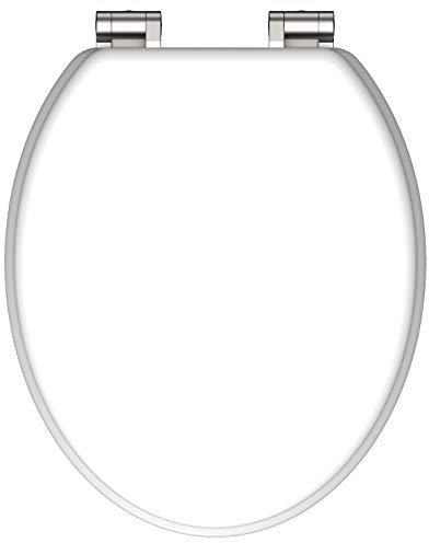 SCHÜTTE WC-Sitz Holzkern, Toilettensitz mit Absenkautomatik, passend für alle handelsüblichen WC-Becken, maximale Belastung der Klobrille 150 kg, Weiß