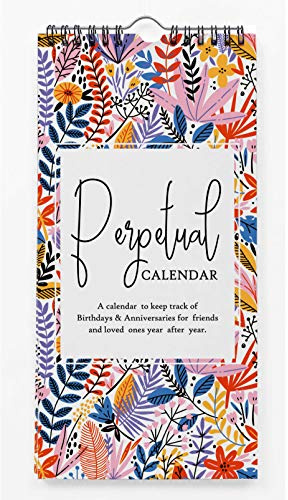 Inkdotpot Floral Leaves Perpetual Calendar Birthday Wall Hanging Anniversary Special Event Reminder Calendar Book Journal Stationary Wall Hanging Birthday Gift Card Planner Organizer