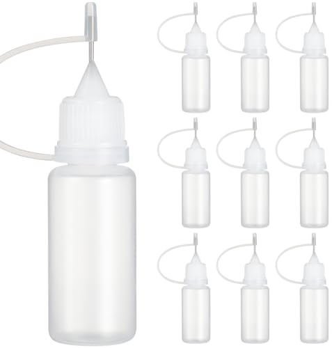 Milisten 10Pcs 10Ml Needle Tip Glue Bottle Applicator Precision Tip Applicator Bottles with Fine Nozzles and Leak-Resistant Caps for Paper Quilling Diy Crafting Small Drop Liquid Dispensing