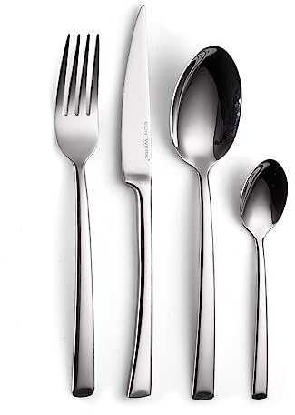ECHTWERK Tafelbesteck Avelino, Silber Edition, 16-teilig, Essbesteck für bis zu 4 Personen, Edelstahl 18/10, hochglänzend, Hochwertiges Besteck Set, für Esstisch, Tischdeko für Hochzeiten & Festtafel