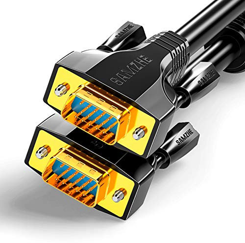 SAMZHE VGA Cable, VGA to VGA Cable Male to Male Gold Plated Connector HD 1080P Video Coaxial Monitor Lead with Ferrite Cores Compatible for PC, Projectors, HDTVs, Displays Laptop, DVD