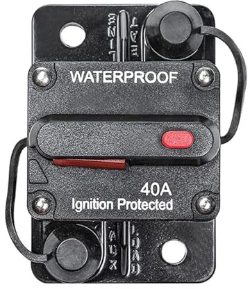 RED WOLF 40A Schutzschalter Sicherungshalter mit Manuelles Reset für Auto Boot LKW Wohnmobile Audio 40 Ampere kfz Leistungsschalter 12V 24V 48V DC Sicherungsautomat