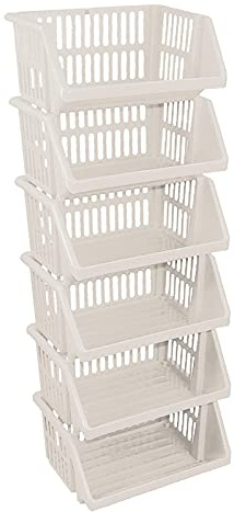 Stackable Vegetable & Food Storage Rack Baskets - Taupe 6 Tiers