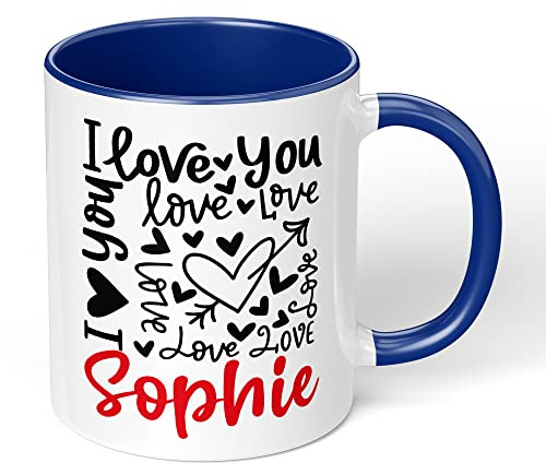 Print Maniacs Personalised Valentines Day Anniversary Birthday Mug Boyfriend Girlfriend His Him Her Gift Present Wife Husband I Love You (Dark Blue Fill)