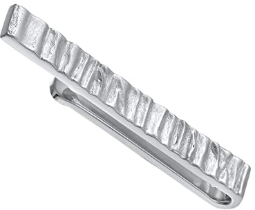 Kuzzoi Herren Krawattennadel kunstvoll strukturiert, Krawattenklammer (5 mm) poliert für normale Krawatten aus 925er Sterling Silber, Krawattenschmuck für Männer mit geriffelten Details