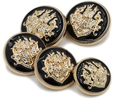 bopely 10 Stücke 15mm Metallknöpfe Gold Schwarz Für Nähen Strickmantel DIY Doppel Löwen Elegante Knöpfe