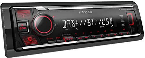 Kenwood KMM-BT408DAB - USB-Autoradio mit DAB+ & Bluetooth Freisprecheinrichtung (Soundprozessor, USB, AUX, 1 x Pre-Out 2.5 V, 4 x 50 Watt, Tastenbeleuchtung rot, inkl. DAB+ Antenne)
