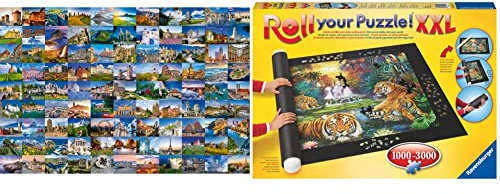 Ravensburger Puzzle 17080-99 Beautiful Places in Europe - 3000 Teile Puzzle & Ravensburger Roll Your Puzzle XXL - Puzzlematte für Puzzles mit bis zu 3000 Teilen, Puzzleunterlage zum Rollen