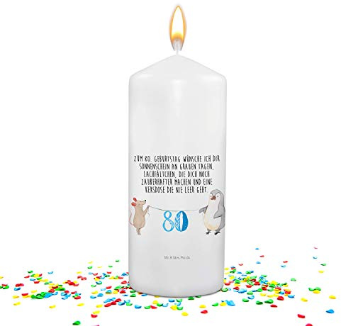 Mr. & Mrs. Panda Partykerze 80. Geburtstag Maus Pinguin - Geschenk, Happy Birthday, Spruchkerze, Geburtstagskerze, Tortenkerze, Herzlichen Glückwunsch, motivkerze, Jubiläumskerze, Kuchen