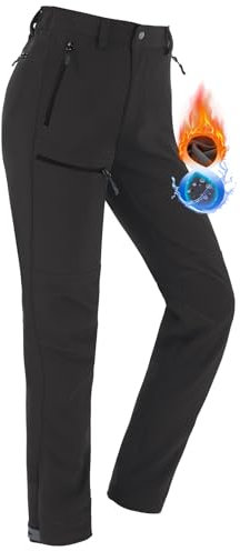 Vzteek Damen-Wanderhose-Thermohose-Skihose-Schneehose-Softshellhose-Wasserdicht Winter Warm Gefüttert Arbeitshosen Regenhose Trekkinghose Outdoor Hosen für Damen Cargohose (Dunkelgrau,XS)