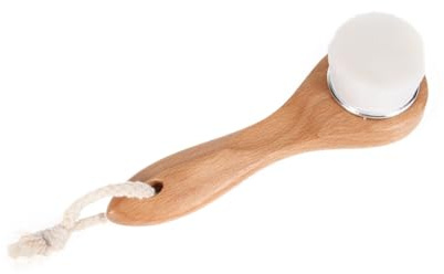 POPETPOP Gesichtsreinigungsbürste mit Langem Holzgriff Weiche Weiße Fasern Tiefenreinigung für Hauttypen Manuelle Porenreinigungsbürste Spa Gesichtspinsel für Effektives Peeling