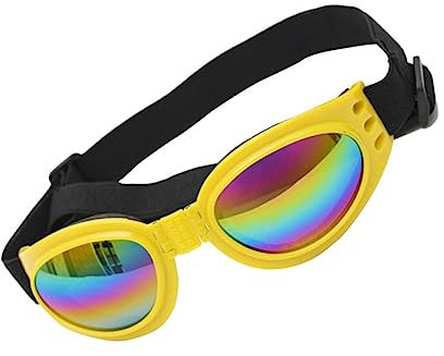 Angoily 1stück Hundesonnenbrille Mit Uv-Schutz Verstellbarem Gurt Faltbarem Design Für Hunde Stylische Tierbrille Für Sonnige Tage Gelb