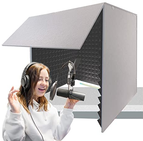 Sound Proof Foam Panels, 80 * 80 * 80CM Portable Soundproof Booth Sound Recording Vocal Booth Box for conferences and broadcasts microphone soundproofing Soundproofing materials for recording (Black