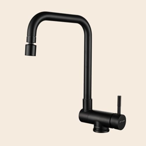 XJTNLB Küchenarmatur Klappbar Schwarz Vorfenster Armatur Küche Heißes und Kaltes Wasser Einhebelmischer Küche Spültischarmatur Vorfenstermontage