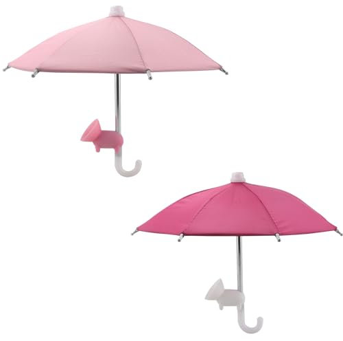 KOOTAU 2 Sets Phone Umbrella, Pink and Rose Phone Umbrella with Suction Cup for Phone, Universal Adjustable Sun Shade Cover for Phone