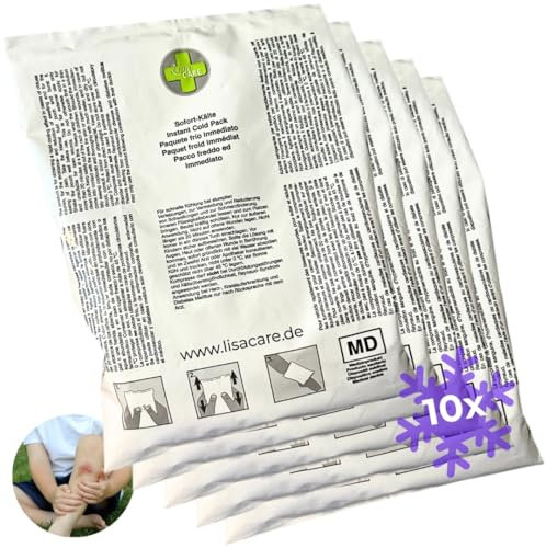 LisaCare Compressa refrigerante una volta – 10 confezioni refrigeranti da piegare, impacco freddo istantaneo – Cool Packs – Compressa refrigerante per un raffreddamento immediato e duraturo – 15 x 21
