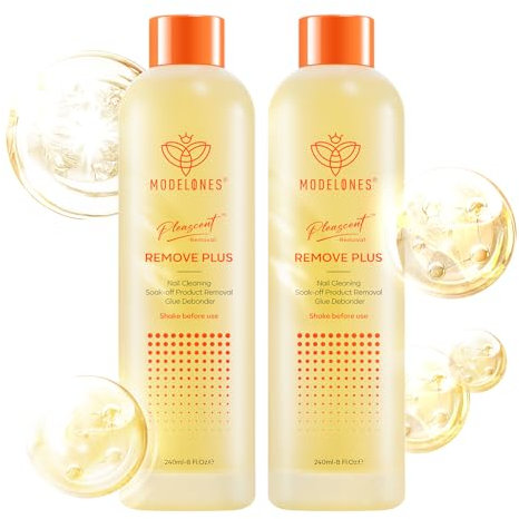 Modelones Acetone Nail Polish Remover, Gel Polish Remover with Jojoba Oil for All Types of Nail Polish Nail Glue Acrylic Dip Powder Remover for Home Salon Lemon Osmanthus (240 ml, Pack of 2)
