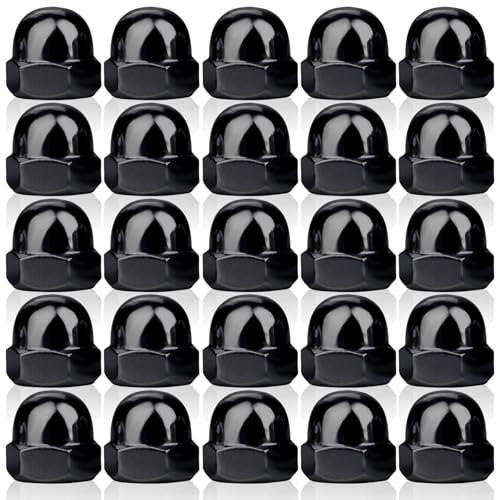 25 Stück Hutmuttern M10, Hutmutter Hohe Form Kohlenstoffstahl Kappenmuttern Sechskant Rostfrei Hutmuttern für Schrauben Gewindestangen Gewindebolzen (Schwarz)