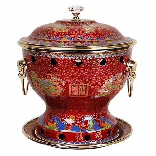 NIBHZ Shabu-shabu Shabu-shabu pentola Calda Fuoco pentola Hot Pot Tradizionale Cinese Rame pentola Vintage shabu pentola a Carbone pentola Stufa zuppa pentola Calda,Rosso