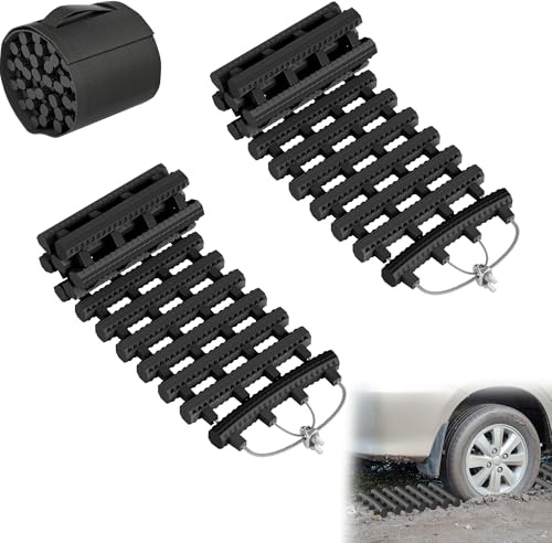 YRHome Anfahrhilfe Traktionshilfe Sandmatte Tracking Mat 60 x 21 cm Anfahrtshilfe Traktionsmatte Anfahrmatte Offroad mit Tragetasche Sandblech für Schnee, Schlamm, EIS