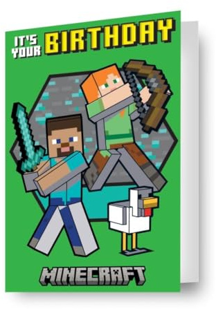Minecraft födelsedagskort 3D-effekt linsformad ett fantastiskt kort för alla tillfällen