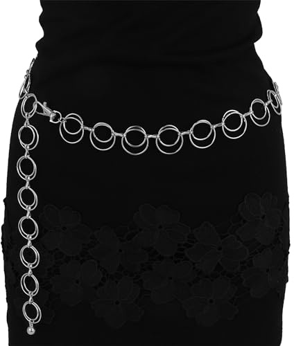 JJDreams Damen Boho Silberner Mond Taillenkette Kettengürtel Taille Kette Y2K Bauchschmuck Belly Chain Taillenkettengürtel Körperkette