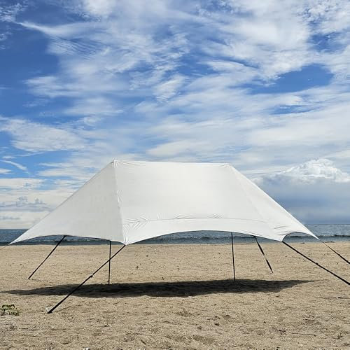 HipierFx 3x5m Tragbarer Strandzelt Sonnenschutz Strandmuschel mit 2 Stangen