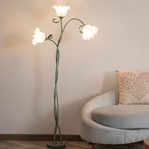 meibeileil Flore Espiral Lampara De Pie,Arco Lampara De Pie Salon De 3-Luces Flores,Vintage Regulable Lamparas De Pie para Salon,Flexible Floor Lamp Para Dormitorio,Estudio,Oficina,H170Cm,Verde.