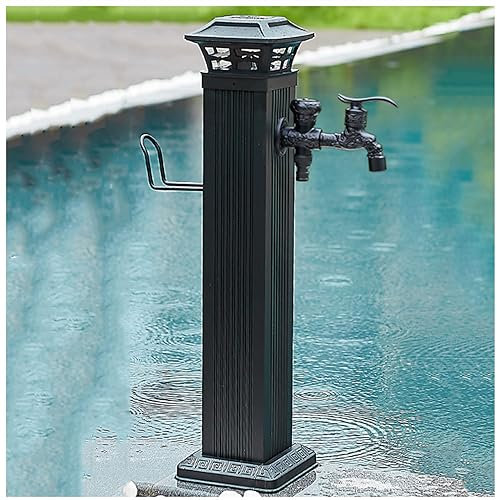 SBCGFY Colonne de Robinet d'extérieur à énergie Solaire pour Jardin, Support de Tuyau autoportant avec rallonge de Robinet à Distance en Laiton, rallonge de (Style 2 14×14×65,5CM)