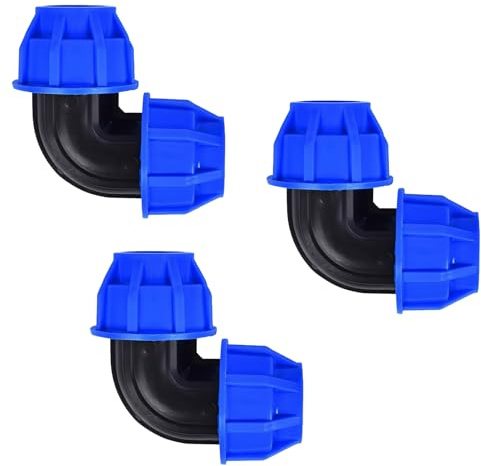 Batheidon Codo de Compresión para Tubería de Polietileno de 25mmx25mm para tuberías PE80/PE100,Conectores de Aqua para Tuberías,a 90° PN16 resistente a presión, UV y clima –3 piezas