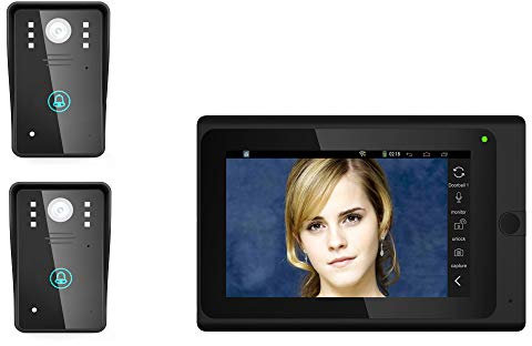 JKJZSALJ Videocitofono Ip Wi-Fi Cablato/Wireless con Telecamera Cablata da 7 Pollici, 1000 Tvl, Sistema di Citofono, B, B