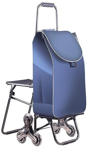 Faltbarer Treppensteigwagen mit Sitz, tragbar, wasserdichte Abdeckung, 6 Gummiräder, multifunktionales Design, ideal zum einfachen Bewegen schwerer Lasten