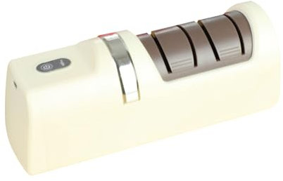 Greensen Aiguiseur de Couteaux Électrique, USB Rechargeable avec Meules de Broyage Grossières et Fines Base Anti-Dérapante pour Cuisine Chef Maison Camping en Plein Air (Beige)