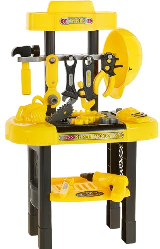 RANRHA 22-Piece Kids Tool Bench – Pretend Play Construction Set with Helmet & Toy Tools – Fun STEM Workbench for Boys & Girls Ages 3 and Up
