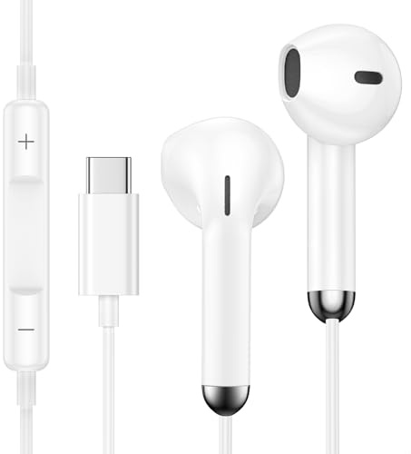 Kopfhörer mit Kabel USB C für Samsung Galaxy S26 Ultra S25 FE S24 S23 S22 S21 A17 5G A16 A15 A56 A57 A55 A54 A37 A36 A35 A26, In-Ear Kopfhörer USB C Ohrhörer Headset mit Mikrofon für iPhone 17 16 15