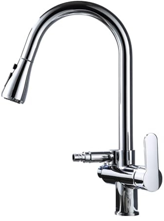 Küchenarmatur mit Spülmaschinenanschluss Wasserhahn Küche Ausziehbar Messing 2 Griffe Schwenkbar Spülenarmatur-Verchromt