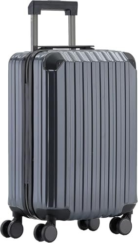 Münicase Handgepäck Koffer 55 cm Hartschale mit TSA-Schloss, Leise Doppelrollen, Kabinentrolley für viele Airlines, Grey