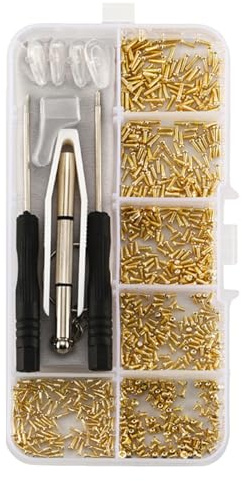 Glasses Repair Kit 150-Piece | Precision Gold Glasses Screwdriver Set, Nose Pads, Screws & Tweezers | for Eyeglasses, Sunglasses, Watch Repair