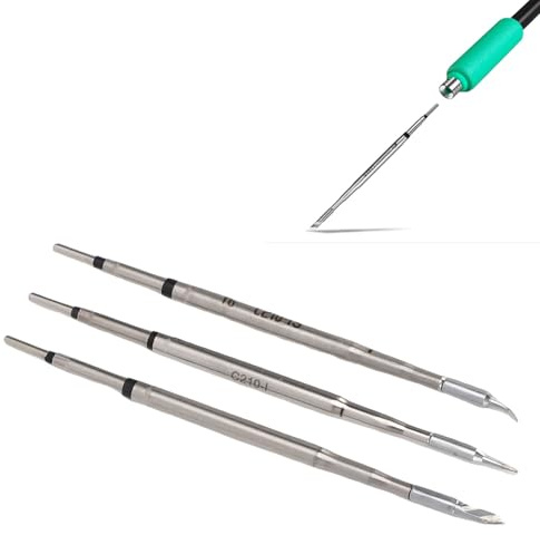 WGFOIP Set di 3 Punte per Saldatore, Punte di Ricambio per Saldatura Resistenti Alle Alte Temperature in Acciaio Inossidabile per C210 K I IS con Scatola di Immagazzinaggio