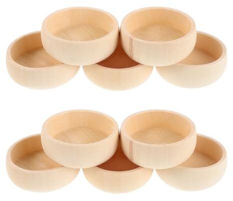 LOLIPPYY Piccole Ciotole e Strumenti Didattici Set di 10 Rotonde da 52mm in Legno Beige Superfici Lisce senza Spigoli per Progetti DIY per Ragazzo Ragazza
