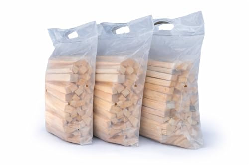 Anzündholz Kamin, Ofen & Grill, 7,5 kg (3x2,5 kg), Kiefer & Fichte, trocken | Kammergetrocknet, Beutel mit Griff & Belüftung, geringe Restfeuchte, für Kamin, Ofen, Grill & Feuerschale, geschmacksneutral