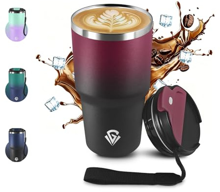 Tazza Termica 600ml 20oz, Termos Caffè con Doble Pared Reutilizable, Tazza da Viaggio per Caffe, Borraccia Termica in Acciaio Inox, sin BPA, Bicchiere Termico para Viajes, Oficina, Deporte, Escuela
