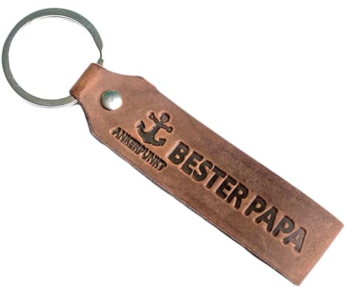 ANKERPUNKT Schlüsselanhänger Leder Papa Geschenk – Papa Geburtstagsgeschenk, Geburtstagsgeschenk für Papa, Vater Geschenk, Autoschlüsselanhänger – Handmade in Germany, Dunkelbraun