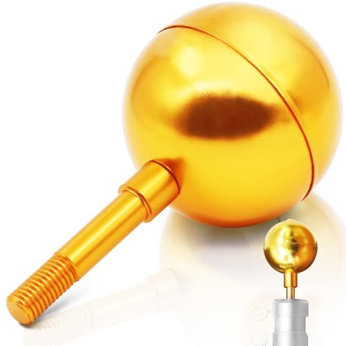 Anley Authentic 3 Flagpole Ball Topper Ornament - Gold Anodized Aluminum Finish - Weatherproof Top Replacement - Fit Standard USA Flag Poles, Pulley Truck & Solar Lights