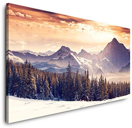 Landschaft Alpen 120x 60cm Panorama Leinwand Bild XXL Format Wandbilder Wohnzimmer Wohnung Deko Kunstdrucke