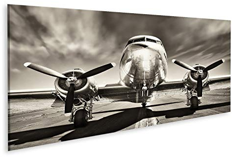 Bild Bilder auf Leinwand Retro-Flugzeug Wandbild Poster Leinwandbild TIO
