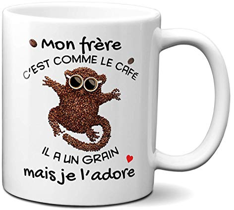 L'Esprit Des Anges Tasse Mug Cadeau Frère Anniversaire - Mon Frère c'est Comme Le Café Il a Un Grain Mais Je l'Adore - Idée Originale